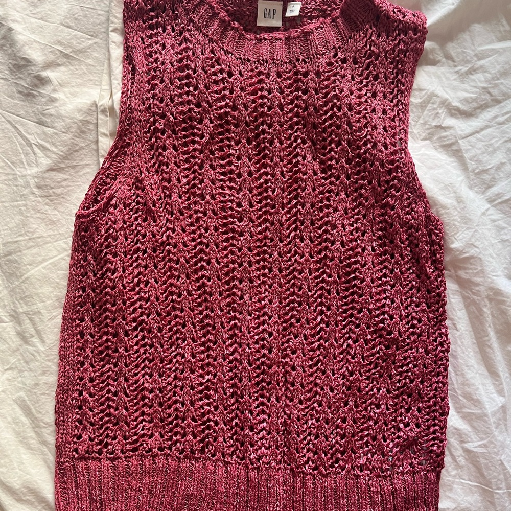 GAP Open-Knit Sleeveless Tank - Deep Berry